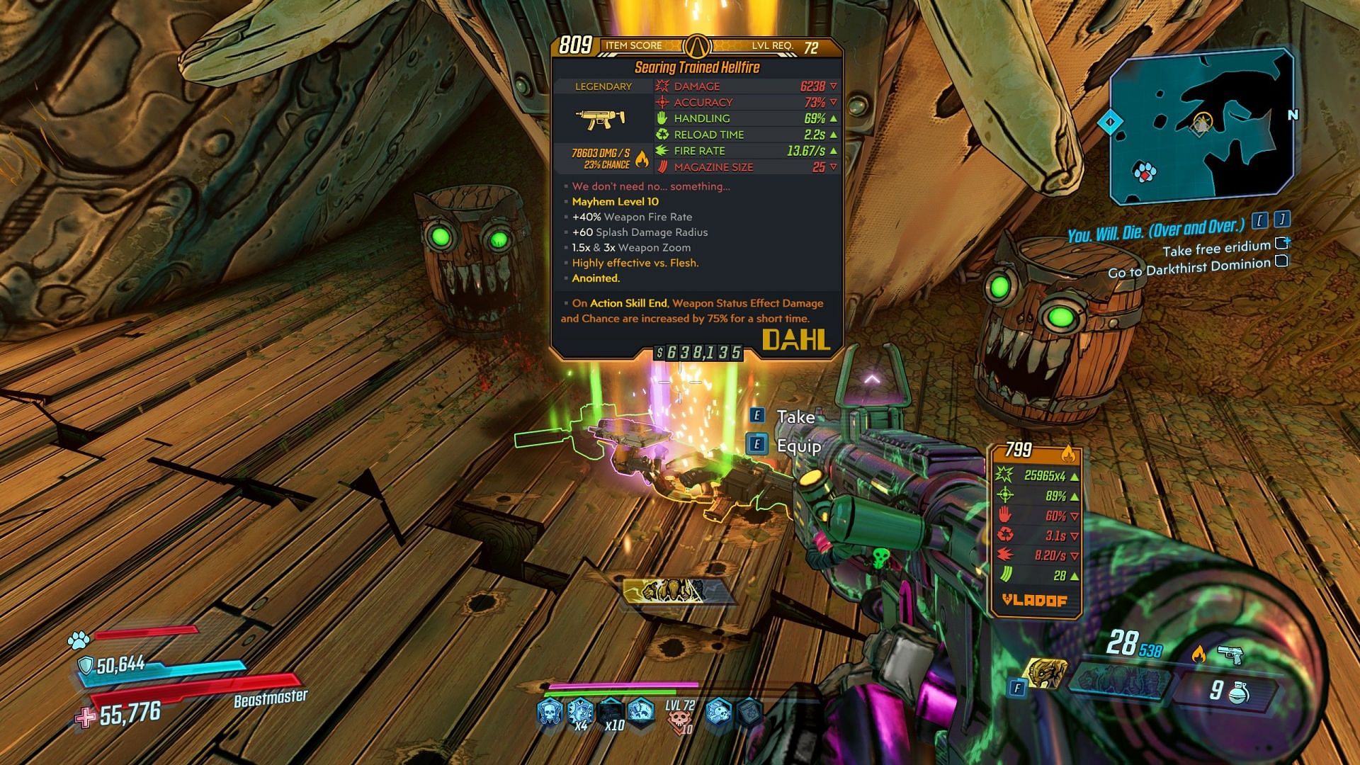Killing this Eden-6 unique enemy with fire has a chance to drop the Hellfire in Borderlands 3 (Image via 2K)